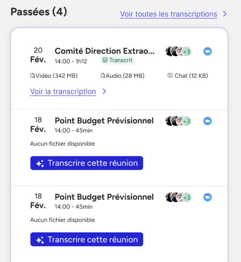 Réunions passées