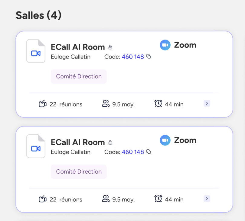 Liste des salles Zoom